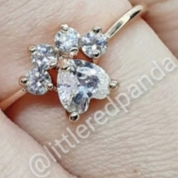 🐾White sapphire paw print ring - Picture 2 of 6